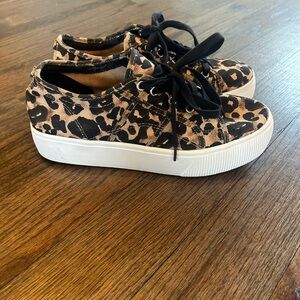 Steve Madden Leopard Print Platform Sneakers - Black & Tan
